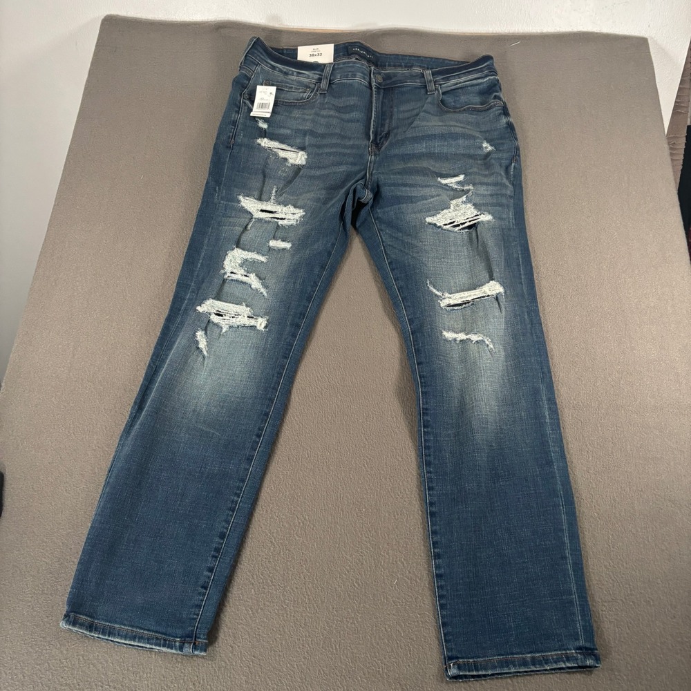 Aeropostale Slim Stretch Jeans Mens Size 38x32 Blue Distressed 231781